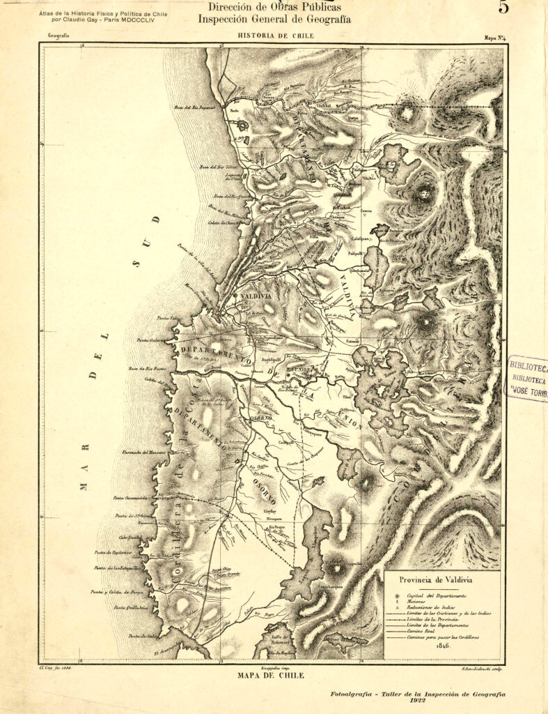 Provincia de Valdivia 1846. Claudio Gay. Biblioteca Nacional. Biblioteca Americana "José Toribio Medina"